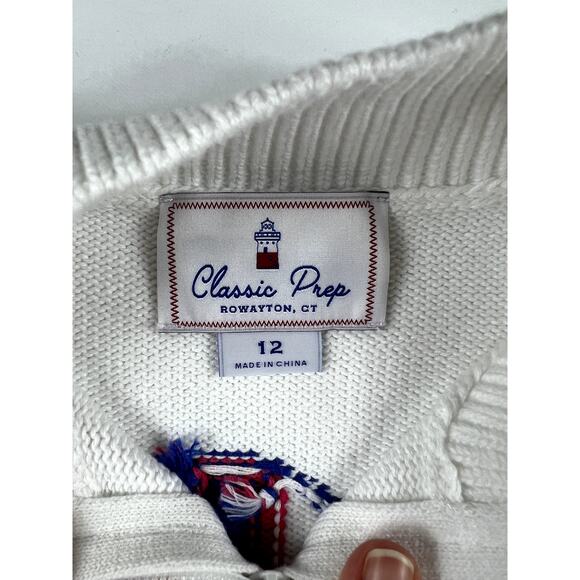 NEW Classic Prep White Half Zip Cotton Sweater Size 12 Boys - Picture 3 of 5